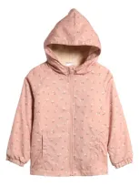 Tiny Tribe Kids' Floral Fleece Lined Hooded Windbreaker Jacket In Pink