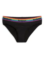 Tomboyx First Line Stretch Cotton Period Bikini In Black Rainbow Logo