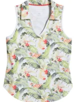 Tommy Bahama Aubrey Floral Islandzone® Sleeveless V-neck Polo In White