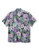 Tommy Bahama Frida's Garden Hibiscus Print Silk Camp Shirt In Coastline