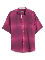 Tommy Bahama Madera Ombré Plaid Short Sleeve Silk Button-up Shirt In Bougainvillea