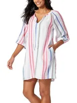 Tommy Bahama Multi Stripe Dobby Mini Dress In White