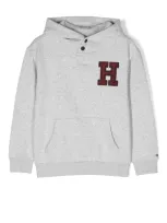 Tommy Hilfiger Junior Kids' Letter-patch Pullover Hoodie In Grey