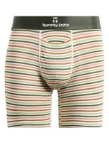 Tommy John Second Skin 6-inch Boxer Briefs In Beige Globe Stripe