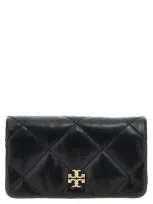 Tory Burch Kira Pave Lobo Diamond Quilt Clutch In Black