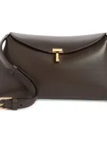 Totême T-lock Leather Crossbody Bag In Black