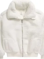 Treasure & Bond Kids' Faux Fur Bomber Jacket In Ivory Egret