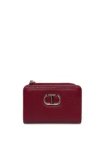 Twinset Zipped Leather Wallet In Red