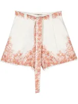 Twinset Floral-print Linen Shorts In Multi