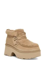 Ugg(r) Classic New Heights Genuine Shearling Lace-up Bootie In Sand