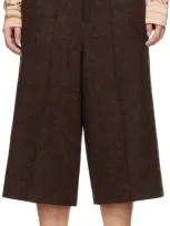 Umber Postpast Burgundy Wool Bermuda Shorts