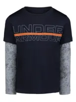 Under Armour Kids' Ua Tech™ Grunge Wash Long Sleeve Performance Graphic T-shirt In Midnight Navy