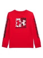 Under Armour Kids' Ua Zigzag Logo Long Sleeve Performance Graphic T-shirt In Red