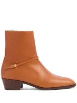 Valentino Garavani Pat Ankle Boot In Kidskin In Brown