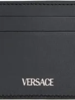 Versace Black Barocco Jacquard Card Holder In 2bm0e-black+black-r