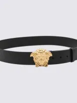 Versace Black Leather La Medusa Greca Belt