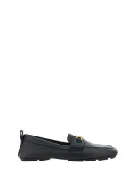 Versace Driver Loafers In Black- Gold