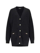 Versace Boxy Wool And Cashmere Cardigan Women In Black