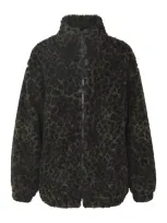 Vis-a-vis High-neck Animalier Zipped Jacket In Leopard