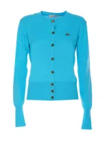 Vivienne Westwood Orb Embroidered Knitted Cardigan In Blau