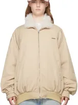 We11 Done Beige Harrington Bomber Jacket