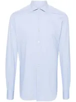 Xacus Active Spread-collar Shirt In Blue