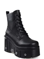 Zigi Nefeli Wedge Combat Boot In Black Leather