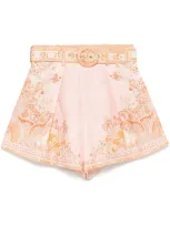 Zimmermann Acacia Shorts In Neutrals/pink