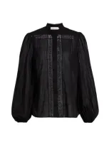 Zimmermann Women's Halliday Lace Trim Shirt In Black