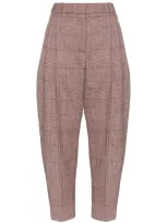 Stella Mccartney Cropped Checked Trousers In Red