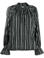 Derek Lam 10 Crosby Calypso Diamond Striped Blouse In Black