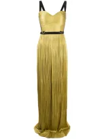 Maria Lucia Hohan Mina Pleated Silk Gown In Green