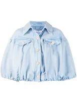 Vivetta Cropped Oversized Denim Jacket In Blue