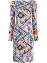 Emilio Pucci Graphic-print Fitted Dress In Neutrals