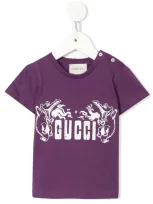 Gucci Babies' Logo Print T-shirt In Purple