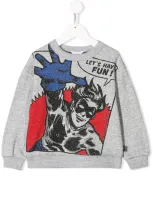 Little Marc Jacobs Kids' Superhero Printed Cotton Sweatshirt In Grey