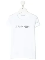 Calvin Klein Teen Logo Print T-shirt In White