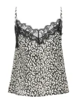 Kaos Animal Print Silk Top In Black