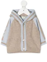 Fendi Babies' Ff-logo Detail Hooded Cardigan In Neutrals