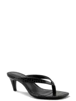 Bcbgeneration Women's Tabina Faux Leather Thong Heeled Sandals In Black