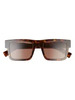 Prada 52mm Rectangular Sunglasses In Tortoise/ Dark Brown