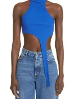 K.ngsley Unisex Raceher Rib Asymmetric Tank In Bright Blue