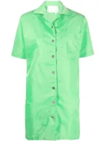 Remain Short-sleeve Flared Shirt Dress In Green