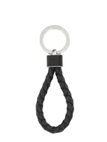 Bottega Veneta Black Leather Key Ring Black  Uomo Tu In Multicolor