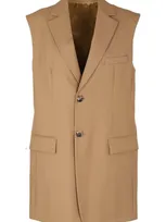 Marni Brown Reversible Sleeveless Wool Jacket