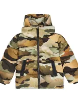 Molo Kids' Halo Hooded Puffer Jacket In 6567 Autumn Camo