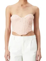 Bardot Ellie Floral Lace Corset Top In Soft Pink