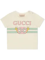 Gucci Babies' Snail Print Cotton T-shirt In Ivory