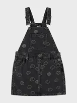 Molo Kids' Chakala Printed Denim Dress In Happiness Black