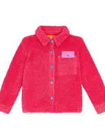 Marc Jacobs Kids' Faux-shearling Press-stud Jacket In Pink